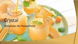  Presentation with company composition - Colorful PPT layouts enhanced with composition with fresh melon smoothie backdrop and a yellow colored foreground