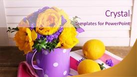  Presentation with spring water - PPT layouts enhanced with composition with fresh spring flowers background and a pink colored foreground