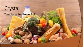  Presentation with milk dairy - PPT theme with composition with fruit vegetable dairy background and a coral colored foreground