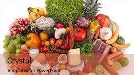  Presentation with sausages - Beautiful theme featuring composition with fruits vegetables cheese backdrop and a red colored foreground