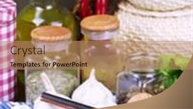  Presentation with press - Colorful presentation theme enhanced with composition-with-garlic-press-fresh backdrop and a coral colored foreground