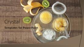  Presentation with melon - Amazing PPT layouts having composition with glass of fresh melon smoothie on table backdrop and a coral colored foreground