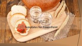  Presentation with vodka - Beautiful PPT layouts featuring composition with glasses of vodka bread and red caviar on wooden table background backdrop and a coral colored foreground