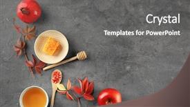  Presentation with rosh hashanah - Cool new PPT theme with composition with honey apple backdrop and a gray colored foreground