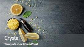  Presentation with lemon - PPT theme enhanced with composition with lemon essential oil background and a gray colored foreground