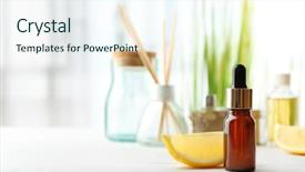  Presentation with essential oil - Amazing slides having composition with lemon essential oil backdrop and a sky blue colored foreground