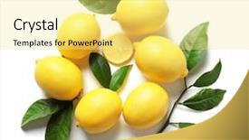  Presentation with green leaves - Colorful theme enhanced with composition with lemons and green backdrop and a blonde colored foreground