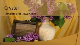  Presentation with lilacs - Presentation theme having composition with lilacs on bright background background and a gold colored foreground