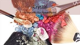  Presentation with brushes makeup - Audience pleasing slides consisting of composition with makeup brushes backdrop and a red colored foreground