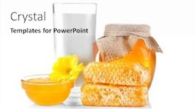  Presentation with white milk - Beautiful PPT layouts featuring composition with milk honey and honeycomb on white background backdrop and a white colored foreground