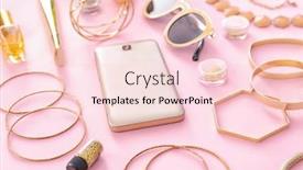  Presentation with cosmetics beauty - Amazing PPT layouts having composition with mobile phone cosmetics and accessories on color background beauty blogger concept backdrop and a lemonade colored foreground