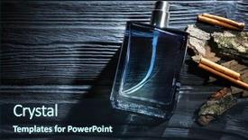  Presentation with perfume - Slide set consisting of composition with modern male perfume background and a wine colored foreground