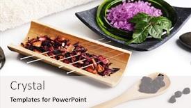  Presentation with acupuncture - Slide set with composition with needles for acupuncture isolated on white background and a light gray colored foreground