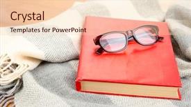  Presentation with book glasses - Amazing PPT theme having composition with old book eye backdrop and a lemonade colored foreground