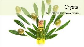  Presentation with olive oil - Beautiful slides featuring composition with olive oil backdrop and a soft green colored foreground