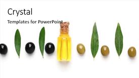  Presentation with olive oil - Presentation featuring composition with olive oil background and a cream colored foreground