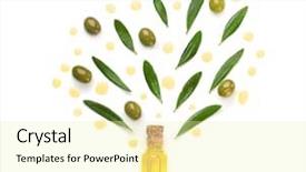  Presentation with olive - Slide set with composition with olive oil background and a blonde colored foreground