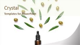  Presentation with olive oil - Slide set having composition with olive oil background and a cream colored foreground