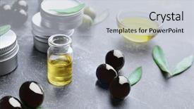  Presentation with olive oil - Theme featuring composition with olive oil background and a light gray colored foreground
