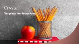  Presentation with pencils - Cool new theme with composition with pencils on wooden table backdrop and a gray colored foreground