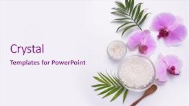  Presentation with pink flowers - Colorful presentation theme enhanced with composition with pink orchid flowers backdrop and a sky blue colored foreground