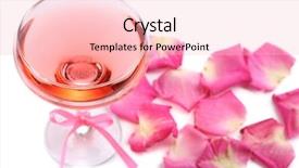  Presentation with white sparkle - Slide deck having composition with pink sparkle wine in glass and rose petals isolated on white background and a lemonade colored foreground