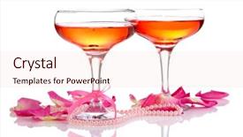  Presentation with white sparkle - Presentation design enhanced with composition with pink sparkle wine in glasses and rose petals isolated on white background and a lemonade colored foreground