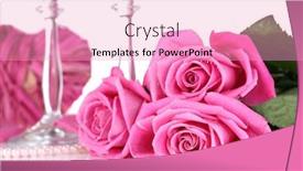  Presentation with white sparkle - Beautiful PPT theme featuring composition with pink sparkle wine in glasses and pink roses isolated on white backdrop and a lemonade colored foreground