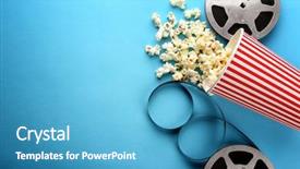  Presentation with film - Presentation design featuring composition with popcorn and cinema background and a teal colored foreground