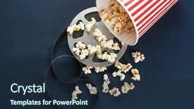  Presentation with cinema film processing - PPT layouts having composition with popcorn and cinema background and a wine colored foreground