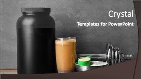  Presentation with protein shake - Slides with composition with protein shake powder background and a gray colored foreground