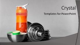  Presentation with protein shake - Amazing PPT theme having composition with protein shake powder backdrop and a light gray colored foreground