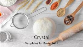  Presentation with dough - Amazing slide set having composition with raw flaky dough and spices on table backdrop and a light gray colored foreground