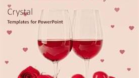  Presentation with light roses - Amazing slide set having composition with red wine in glasses red roses and decorative hearts on light background backdrop and a lemonade colored foreground