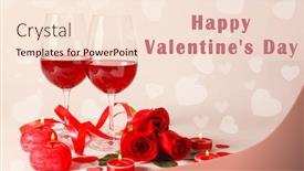  Presentation with light roses - Slide set consisting of composition with red wine in glasses red roses and candles on light background background and a lemonade colored foreground