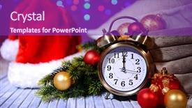 Presentation with alarm - Slide set featuring composition with retro alarm clock background and a violet colored foreground