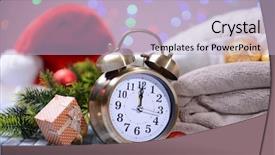  Presentation with alarm - Colorful presentation theme enhanced with portrait of friendly smiling man in shirt backdrop and a gray colored foreground