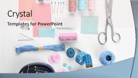  Presentation with needles - Amazing theme having pins needles - composition with sewing threads backdrop and a lemonade colored foreground