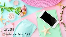  Presentation with blogger - Slide deck consisting of composition with smartphone notebook background and a cool aqua colored foreground