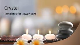  Presentation with blurred flowers - Beautiful slide deck featuring composition with spa stones flowers backdrop and a light gray colored foreground