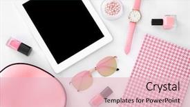  Presentation with blogger - Cool new presentation theme with composition with tablet cosmetics backdrop and a lemonade colored foreground