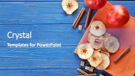  Presentation with apple - Cool new slides with composition with tasty apple chips backdrop and a teal colored foreground