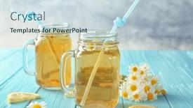  Presentation with chamomile - Presentation theme consisting of composition-with-tasty-chamomile-tea background and a sky blue colored foreground