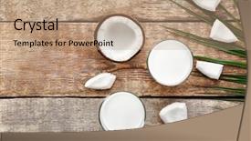  Presentation with coconut milk - Theme enhanced with composition with tasty coconut milk background and a coral colored foreground
