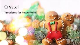  Presentation with cookies christmas - Beautiful PPT theme featuring composition with tasty gingerbread cookies backdrop and a pink colored foreground