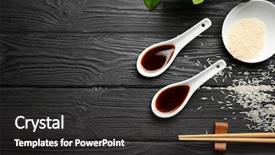  Presentation with sauce - Theme enhanced with composition with tasty soy sauce background and a dark gray colored foreground