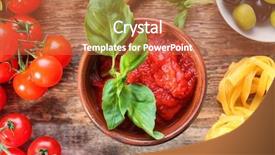  Presentation with pasta sauce - Cool new slides with composition with tasty tomato sauce backdrop and a coral colored foreground