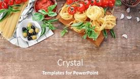  Presentation with pasta sauce - Amazing PPT layouts having composition with tasty tomato sauce and pasta on table backdrop and a coral colored foreground