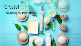  Presentation with blue spa - Presentation theme featuring composition with tea tree oil background and a  colored foreground