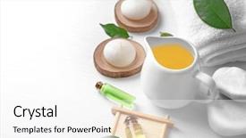  Presentation with palm oil seeds of tree - Cool new presentation with composition with tea tree oil backdrop and a  colored foreground